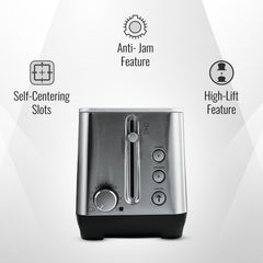 Sujata Pop-up Toaster | Stainless Steel, 7 Heating Modes, Cool Touch, Reheat & Defrost - PT11 - 2 Slice, 900W