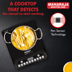 Maharaja Whiteline Superion 12DX Neo Plus Induction Stove with Pan Sensor Technology with 7 Preset Indian Menus - Black, 1200W
