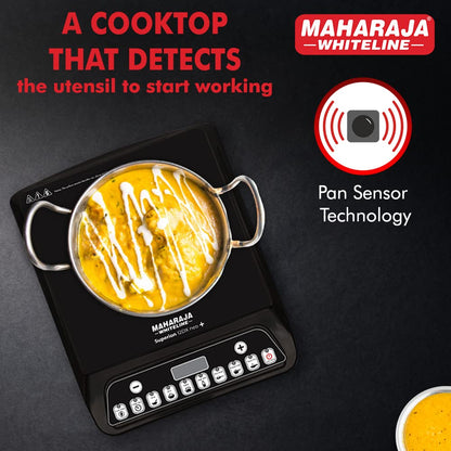 Maharaja Whiteline Superion 12DX Neo Plus Induction Stove with Pan Sensor Technology with 7 Preset Indian Menus - Black, 1200W