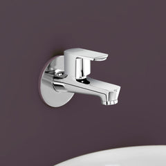 Plantex Water Tap for Bathroom with Water-Saving Tap/Wall Mount Bib Tap with Wall Flange and Teflon Tape/Brass Spindle Basin Tap for Home (CRM-1281-Mirror Chrome Finish)-1