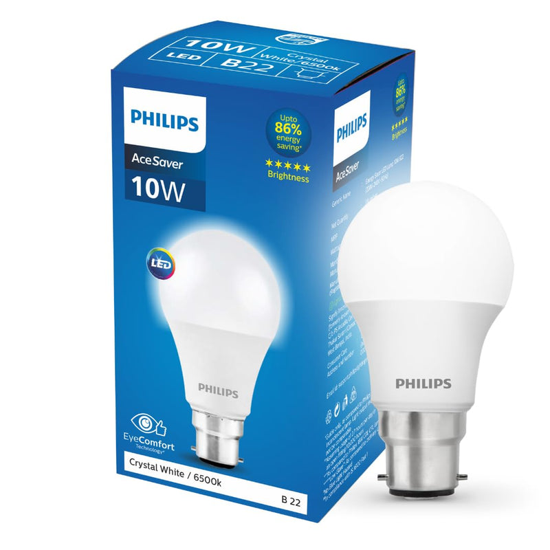 Philips Ace Saver 10W B22 LED Bulb,900lm, Cool Day Light, Pack of 3