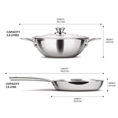 Triply Stainless Steel 3 Pcs Induction Cookware Set (Milton Procook)