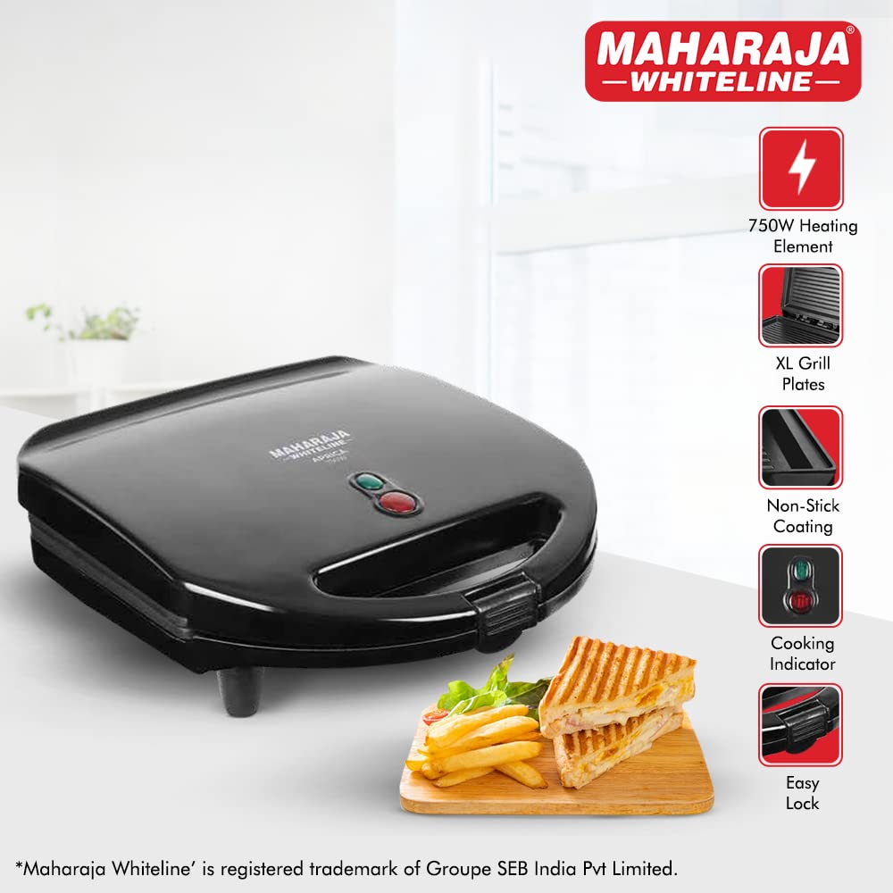 Maharaja Whiteline Aprica Grill Sandwich Maker - SM-205 (Black)