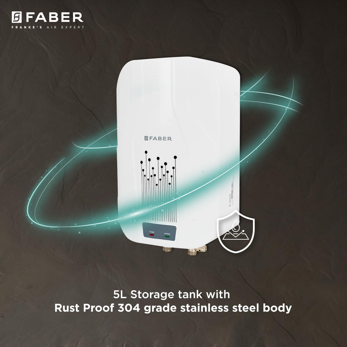 Faber Zippy Instant Geyser 5 Litre| 3000W Powerful Heating | Superior Energy Efficiency | 5Yr Tank, 3Yr Heating Element 