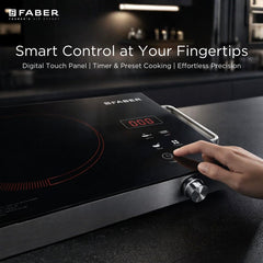 Faber 2200W Infrared Cooktop Stove| High Gloss Glass Finish| Digital Display| 4 Preset Cooking Modes| Touch Control| SS 
