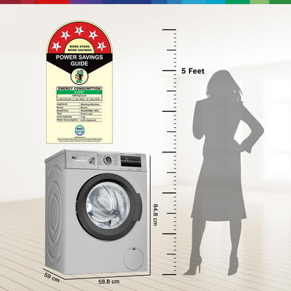 Bosch 7 kg, 5 Star, AI active water+, Anti-Wrinkle, Anti-Tangle, Anti Bacteria Steam, Fully-Automatic Front Loading Washing Machine (WAJ24266IN, In-Built Heater, Silver)
