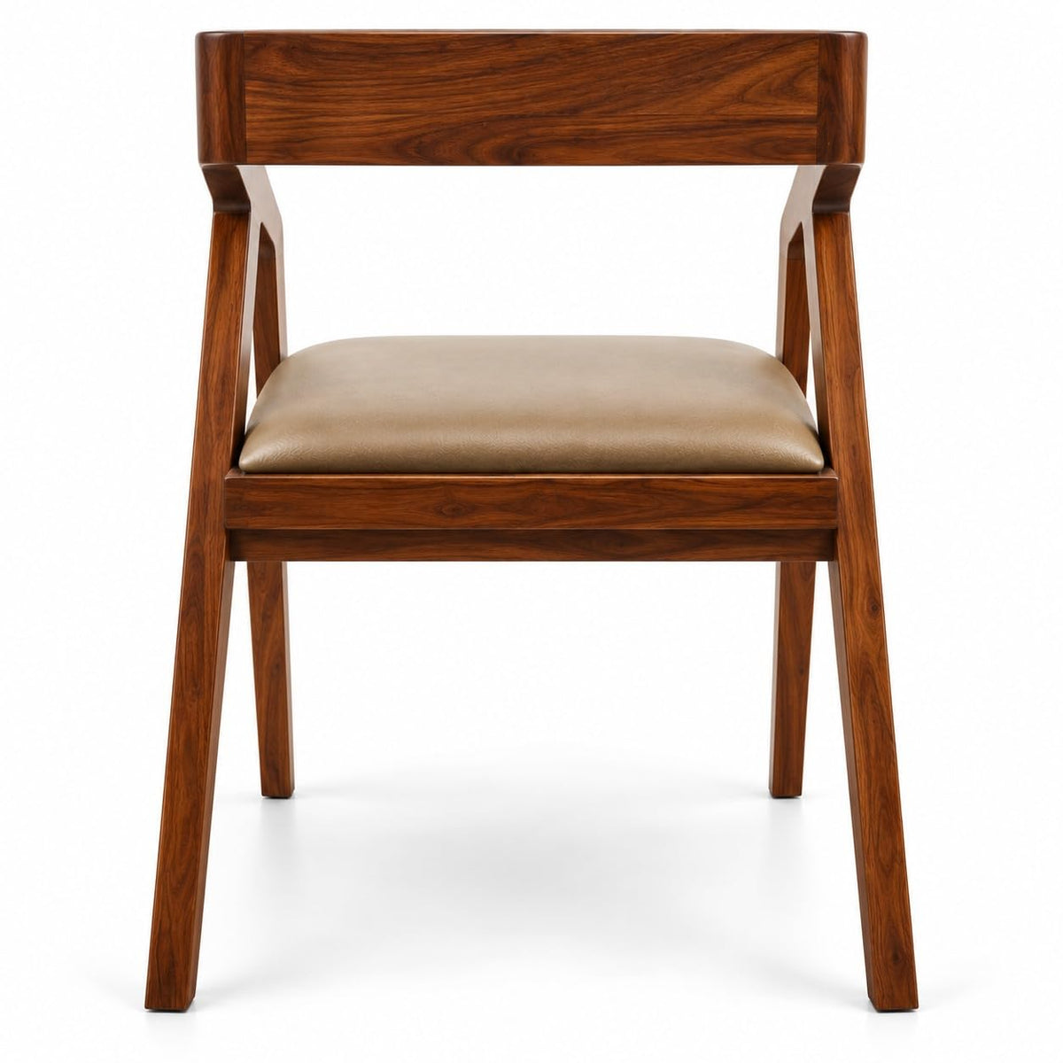 Modern Sheesham Wood Cafe Chair with Camel Upholstered Seat, Wooden Arm Chair for Lounge and Balcony Set of 1 (