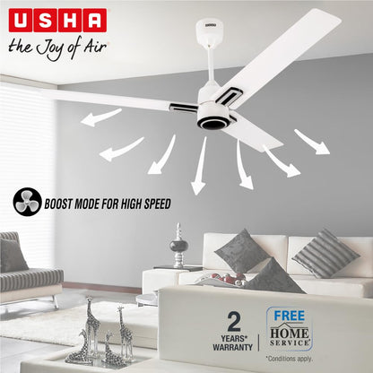 USHA AeroEdge Plus 1200mm BLDC Ceiling Fan with IR Remote | LED Indicator | BEE 5 Star Rated Energy Efficient | 100% Copper Motor | High Air Delivery 220CMM | 2 Year Warranty | (Rich White)