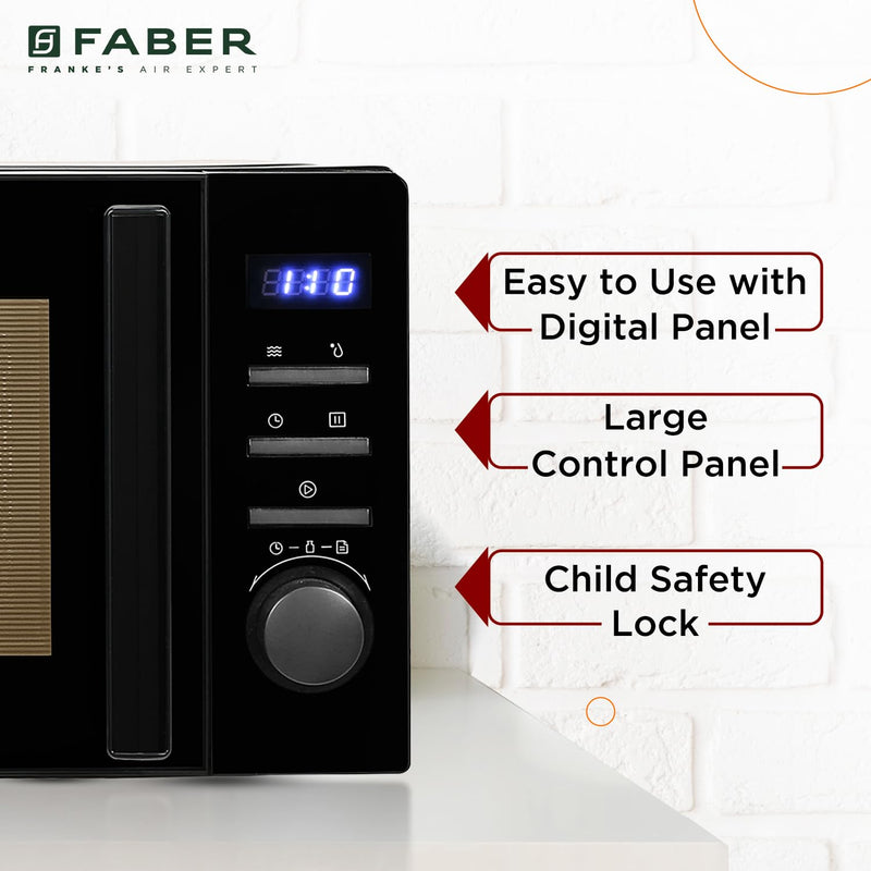 Faber FMW Instacook 30C Standalone 29L Microwave Oven |900W|10 Auto Cook Menu|Digital Panel|Reheat & Defrost|Glass Turnt