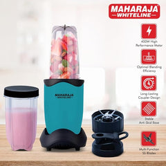 Maharaja Whiteline 400 Watt Easy Twist Nutri Blender Mixer Grinder with 2 Jars|| SS Blades || 21,000 RPM || Smoothie Maker || 2 Year Warranty