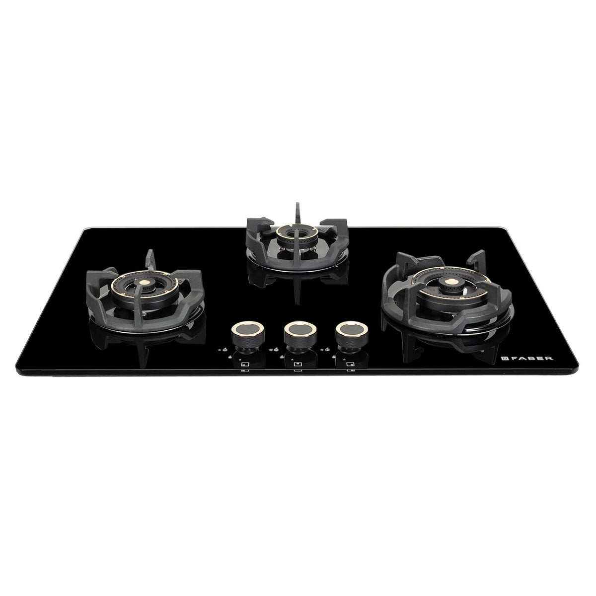 Faber 75Cm 4 Burner Hybrid Hob/Cooktop|Auto Ignition|Brass Burner|Flame Failure Device|Glass Matt Finish|Metal Knob|1Yea