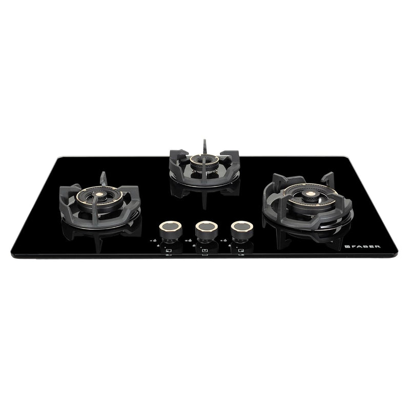 Faber 75Cm 4 Burner Hybrid Hob/Cooktop|Auto Ignition|Brass Burner|Flame Failure Device|Glass Matt Finish|Metal Knob|1Yea