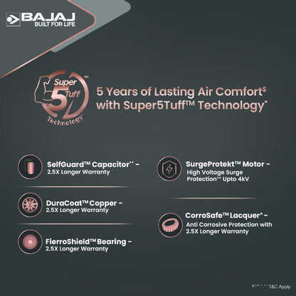 Bajaj Stylo 12S2 1200MM Ceiling Fans for Home | BEE-2 Star Rated Energy Efficient | SUPER 5TUFF TECHNOLOGY™ | SumoTuff Blades | High Air Delivery & High Speed | 5-Yrs Warranty 【Sparkle White】