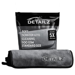 DETAILZ 500 GSM Microfiber Cleaning Cloth for Car, Bike & Home | Ultra Soft Lint-Free Microfiber Towel | Double Sided Extra Thick Plush for Scratch-Free Drying & Detailing-40x40 cm (Pack of 1, Grey)