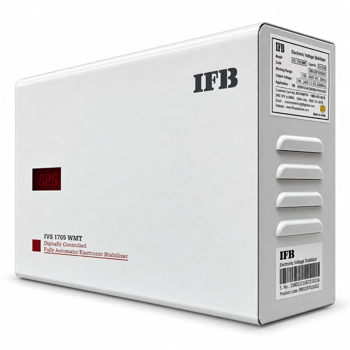 IFB IVS 1705 WMT 150-305V Voltage Stabilizer for Washing Machine Microwave Treadmill (White, Metallic Finish)