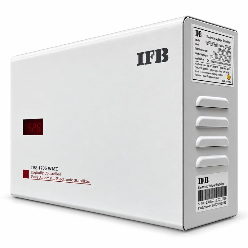 IFB IVS 1705 WMT 150-305V Voltage Stabilizer for Washing Machine Microwave Treadmill (White, Metallic Finish)