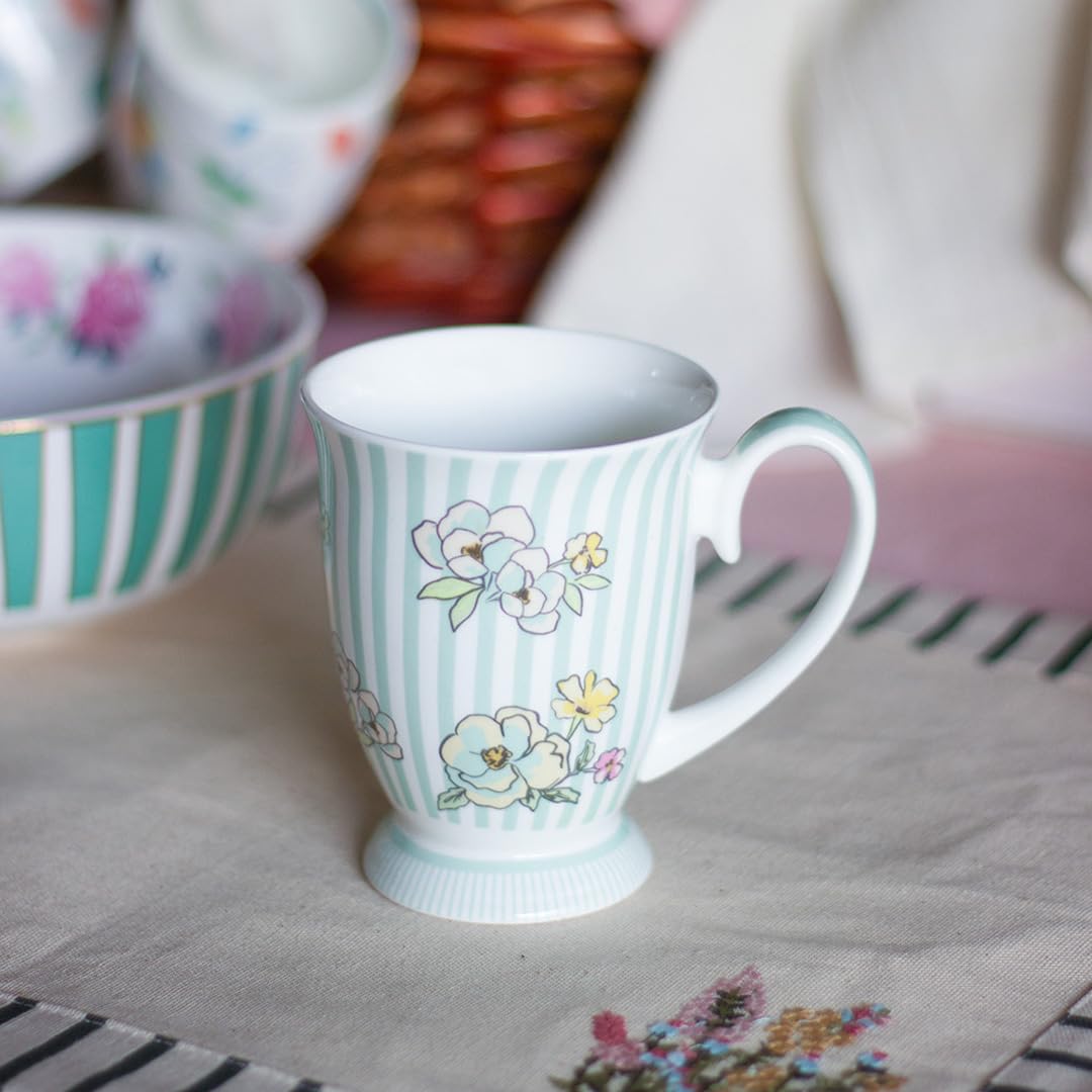 Magique by The Wishing Chair x ClayCraft : Stripe Happy Days Ceramic Coffee Mug 300ml | Fine China Milk Tea Cup | Microwave & Dishwasher Safe | Elegant Mug for Home Office Gifting