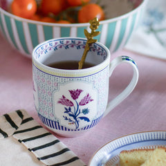 Magique by The Wishing Chair x ClayCraft : Bouquet Tulip Garden Coffee Mugs Set of 6 – 250 ml Fine Ceramic Tea Cups | Lightweight Floral Bone China Mugs | Microwave & Dishwasher Safe | Daily Use