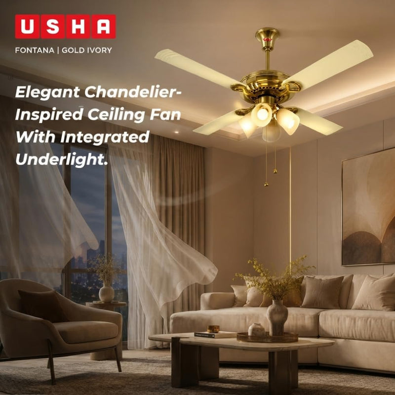 USHA Fontana Lotus 1230mm Ceiling Fan with Decorative Lights-2
