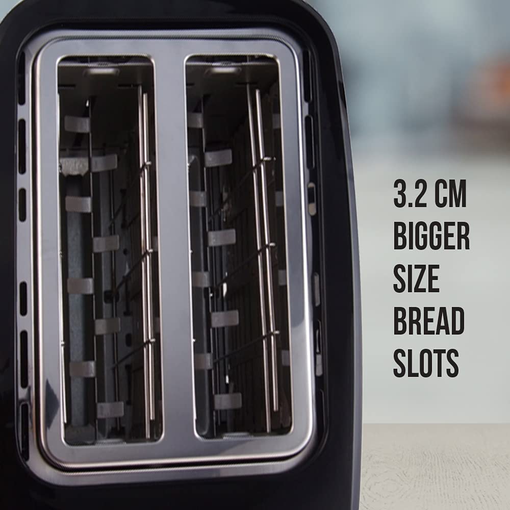 Havells Crisp Plus Pop-Up Toaster | 2 Slices | 750 Watts | 7 Heat Settings | Reheat,Defrost & Cancel Functions | Auto Bread Centering | Cool Touch | Crumb Tray for Easy Cleaning | 2Yr Warranty | Black