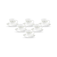 La Opala Diva, Opal Glass Crockery | Cup & Saucer Tulip Regular, Set of 12 | Aster Blue, 160 ml | for Tea & Coffee | Microwave Safe | 100% Vegetarian | Extra Strong | Super Light | Super White