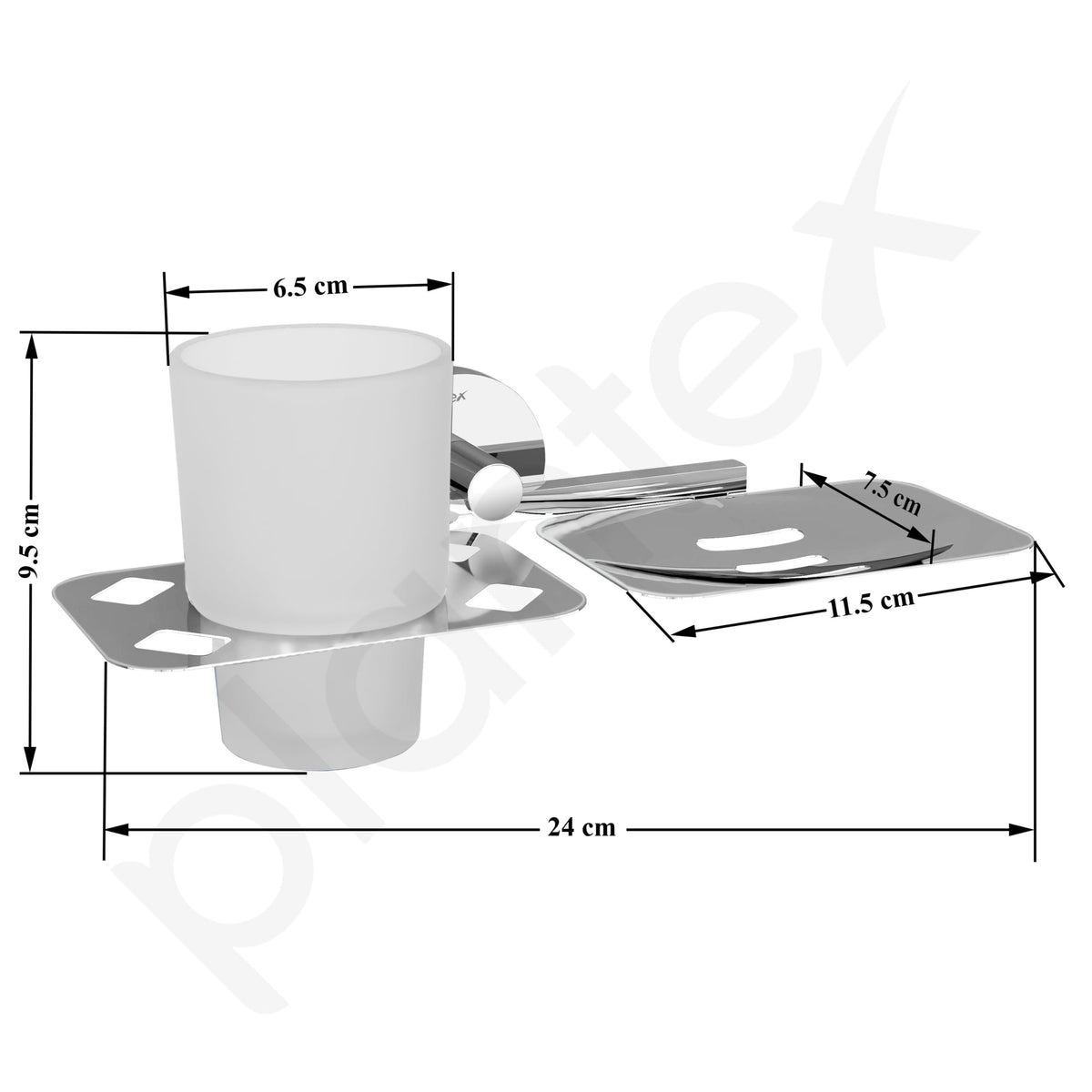 Plantex Brass Soap and Brush Holder/Soap Dish/Tumbler Holder/Bathroom Accessories (Chrome-Silver)-3