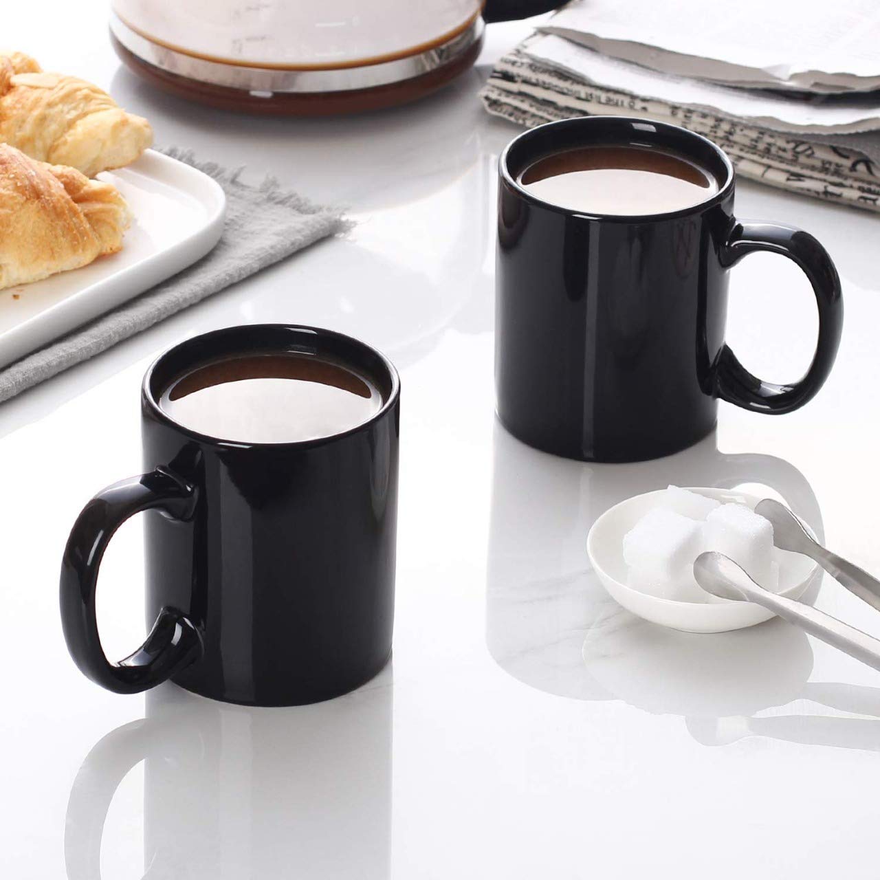 Clay Craft Fine Ceramic Director Gold Print Coffee/Tea Cup Set of 6-200 ml Each - for Office/Daily Use and for Gifting (Swiss Black)
