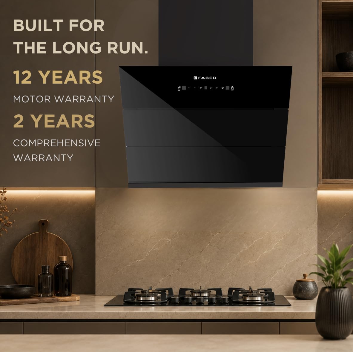 Faber Energy 60cm 1500m³/hr BLDC Autoclean Chimney|9 Speed Silent Hood|Energy Efficient|Filterless |Touch&Gesture Contro