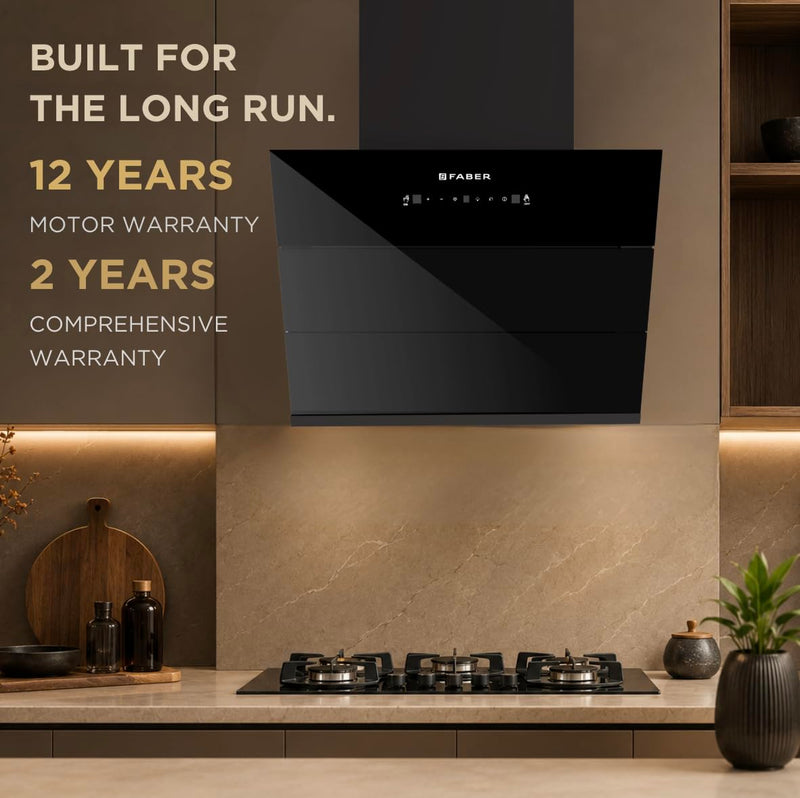 Faber Energy 60cm 1500m³/hr BLDC Autoclean Chimney|9 Speed Silent Hood|Energy Efficient|Filterless |Touch&Gesture Contro
