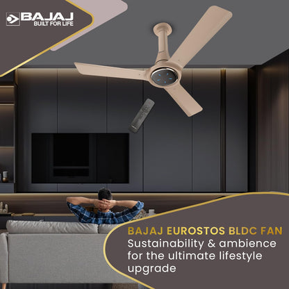 Bajaj Eurostos 1200 MM 5 Star Rated BLDC Ceiling Fans For Home | BEE Stars Rated Energy Efficient Ceiling Fan | ‎Remote Controlled | Soothing Colour Indication | 2 Years Warranty 【Bronze Mist】