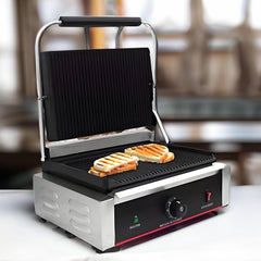 MAZORIA Commercial Sandwich Maker Griller for Jumbo Breads – Heavy Duty Electric Sandwich Press, Non-Stick Plates, Quick Heating for Café, Restaurant & Home Use