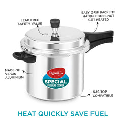 Pigeon by Stovekraft Aluminium Outer Lid Pressure Cooker (Silver)