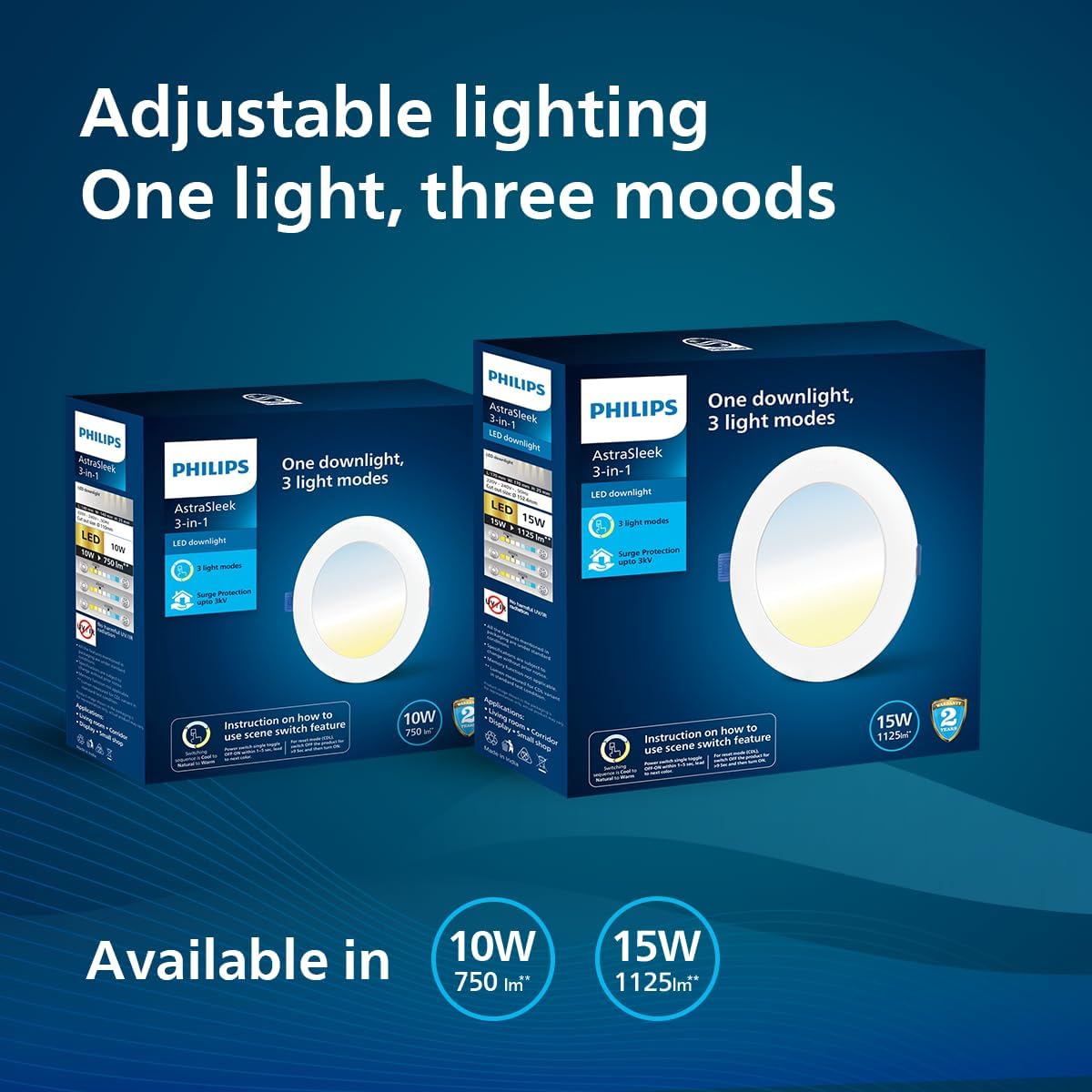 Philips Polycarbonate Astra Sleek 10-Watt Round Led Downlighter (Pack of 12)