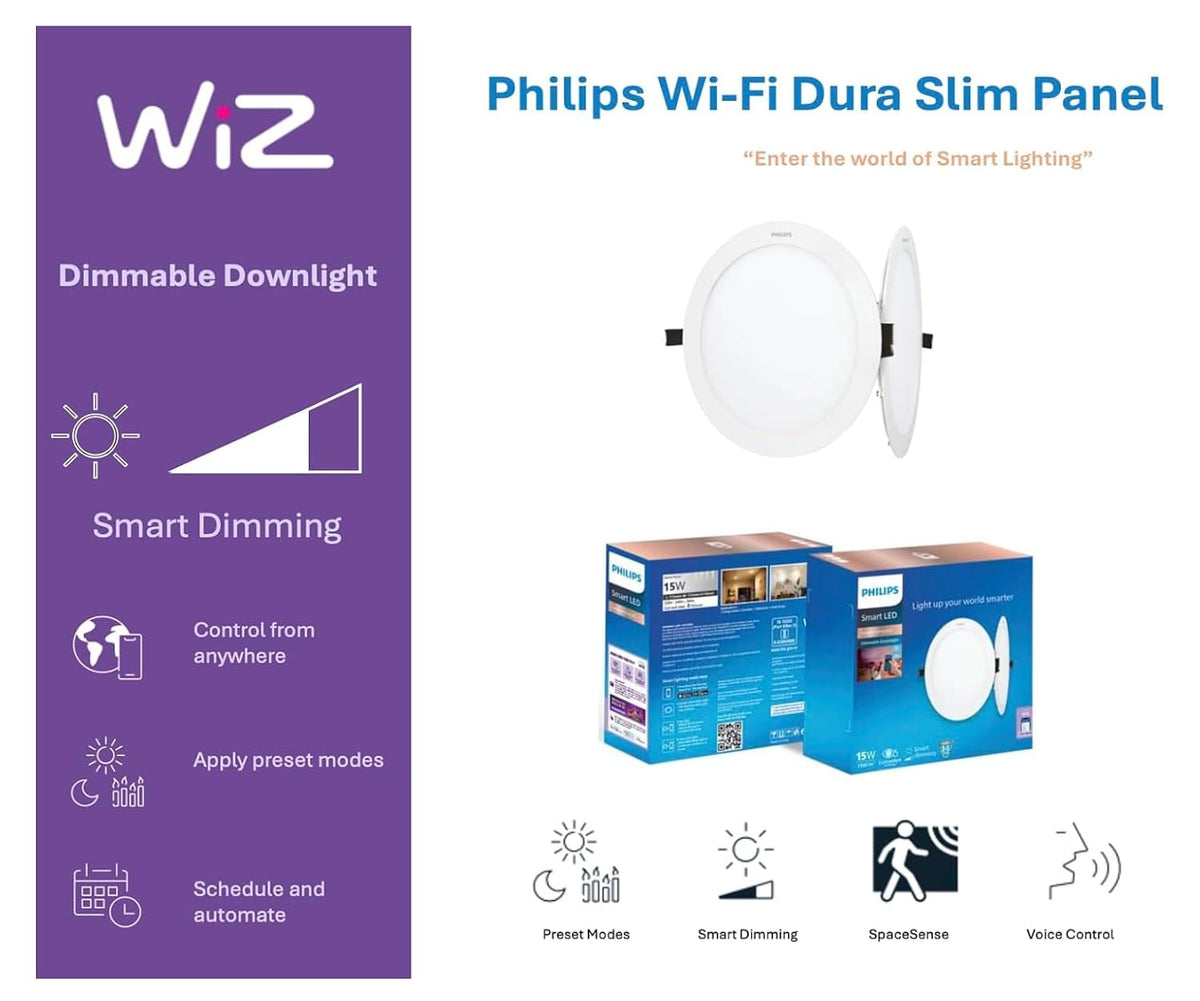 Philips Wi-Fi Dura Slim Panel Dimmable (Natural White, B0F8QXNBKV)