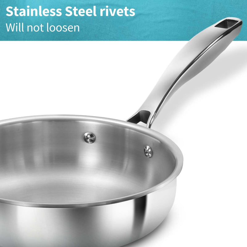 Hawkins Pro 18 cm Frying Pan, Triply Stainless Steel Fry Pan with Stainless Steel Handle, Silver (PSF18)