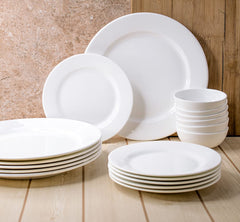 Clay Craft Fine Ceramic Dinner Set Georgian (White - 18 Pieces), for Family of 6, Dinner Set Ceramic, Crockery Set, Dining Set for Dinner, Microwave Safe Plates and Bowls Set, Crockery Set for Gift