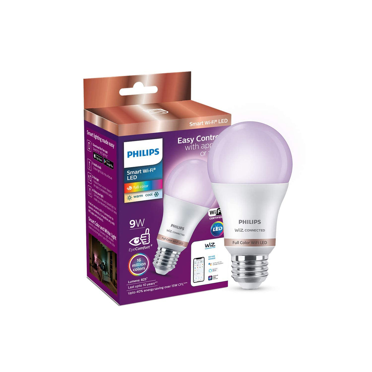 Philips Glint Single Head 9-Watt Smart Wiz Wi-Fi Enabled LED Wall Light/Wall Lamp for Bedroom, Living Room