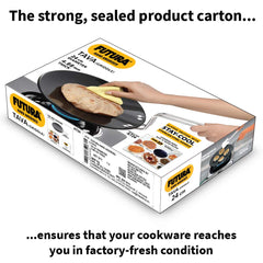 Hawkins Futura 24 cm Tava, Hard Anodised Tawa with Stainless Steel Handle, Black (AT24)