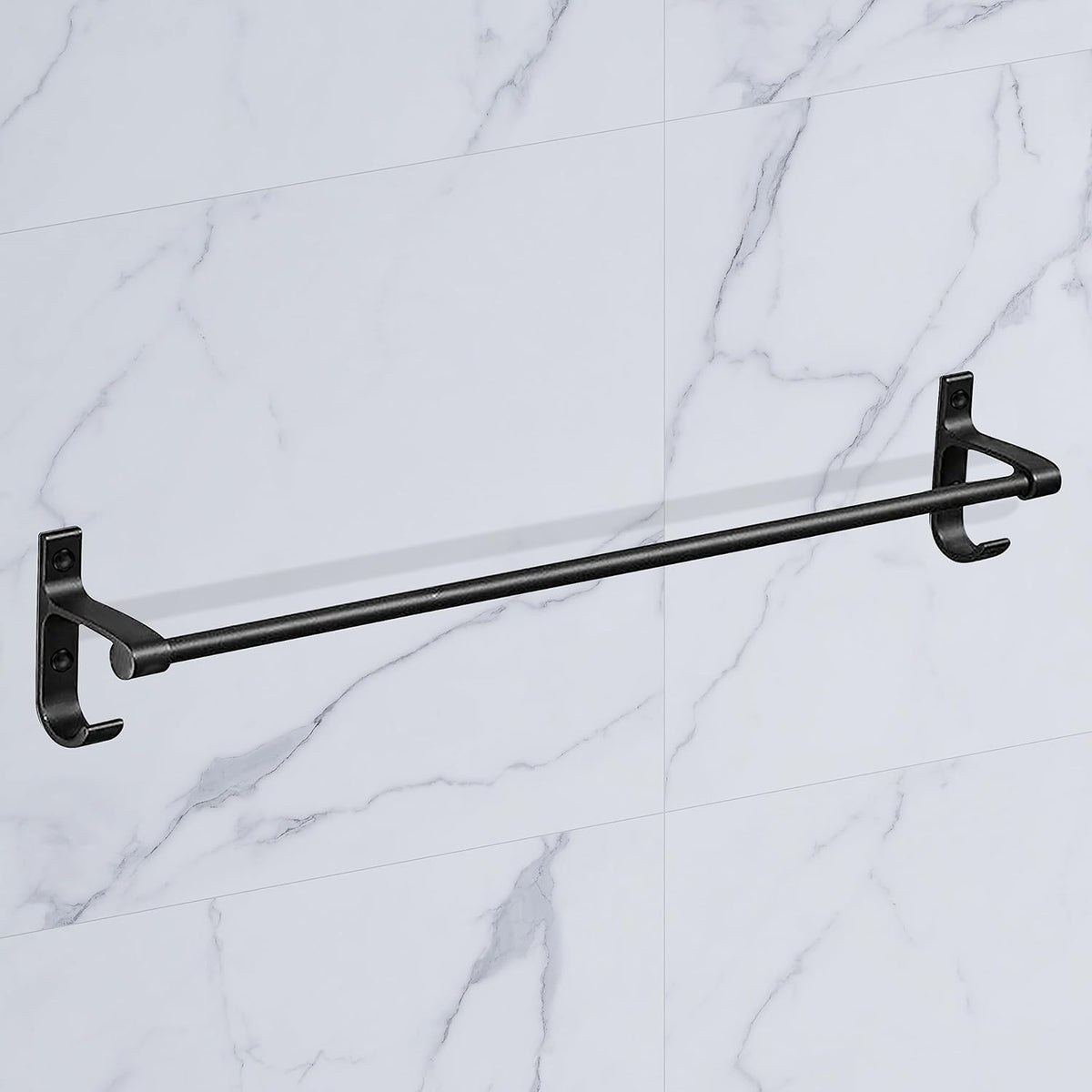 Plantex Aluminium Single Towel Rod for Bathroom/Towel Rack/Bathroom Towel Holder/Towel Stand with Hooks/Bathroom Accessories (24 inch - Black)-5
