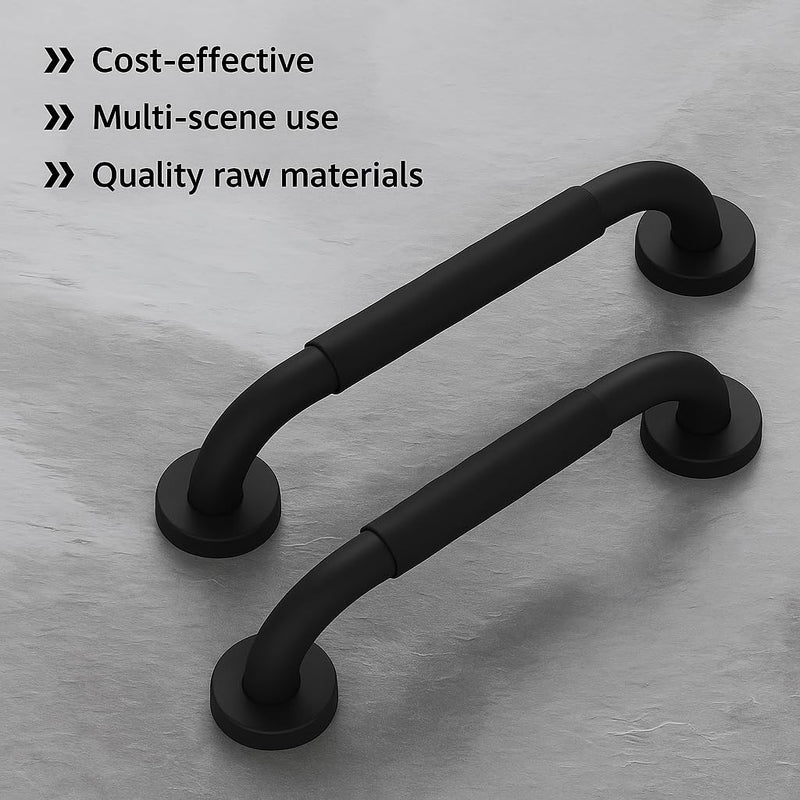 Plantex 304 Stainless Steel Grab Bar for Toilet with Grip/13 inch Anti-Slip Handle for Bathroom Support - Pack of 2 (Black)-4