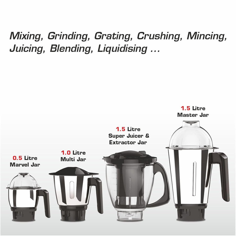 Vidiem Mixer Grinder 618 A VSTAR 1000 watt (Black) with 3 Leakproof Jars & 1 Juicer Mixer Grinder | self-lock for wet & 