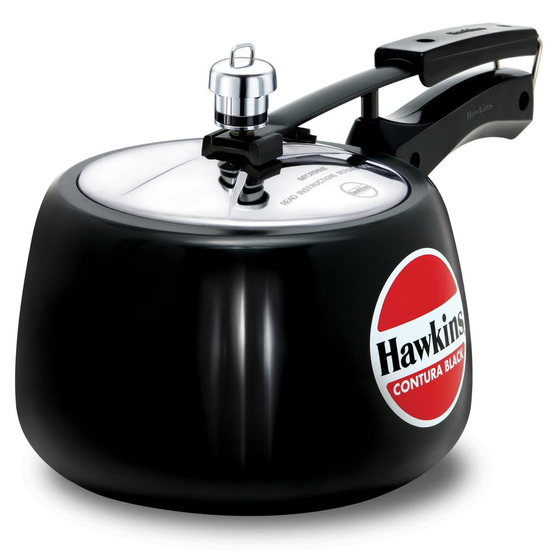 Hawkins 3.5 Litre Contura Black Pressure Cooker, Hard Anodised Inner Lid Cooker, Handi Cooker, Black (CB35)