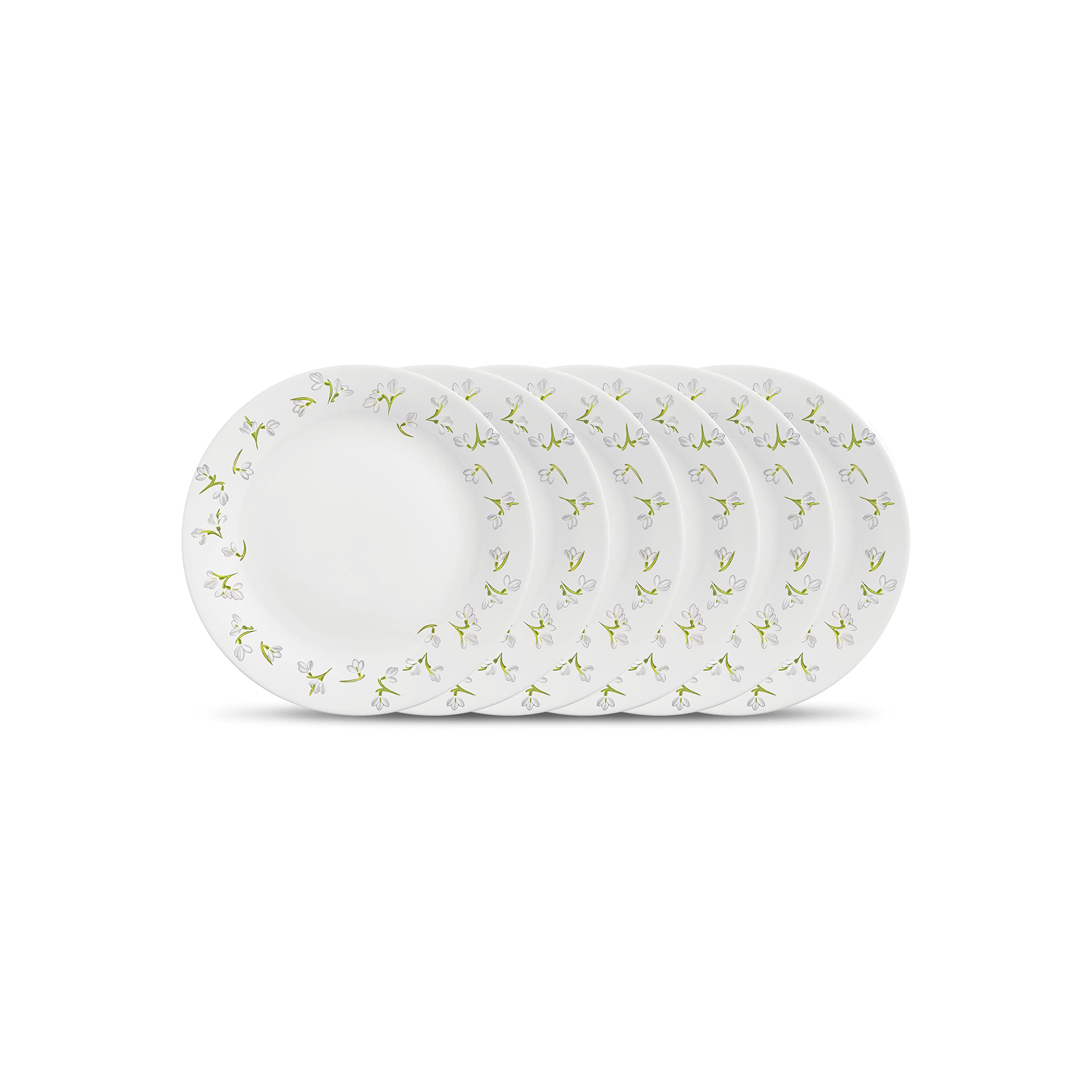 La Opala Diva Ivory Collection Opal Glass Crockery | Quarter Plate Set of 6 | Autumn Shadow Design | Side Plate for snacking & gifting | Microwave Safe | 100% Vegetarian | Extra Strong | Light & White