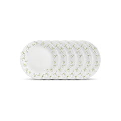 La Opala Diva Ivory Collection Opal Glass Crockery | Quarter Plate Set of 6 | Grace Red Design | Side Plate for Snacking & Gifting | Microwave Safe | 100% Vegetarian | Extra Strong | Light & White