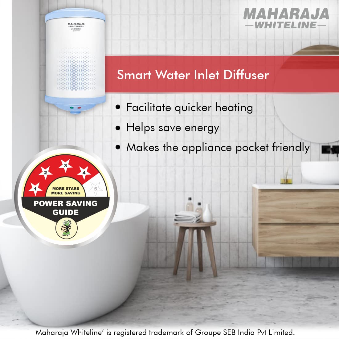Maharaja Whiteline Warmist Neo Storage Wall Mount Water Heater,25 Litre,Glasslined Coating,Rust&Shock Proof Abs Body,Blue&White Color,Free Installation,Free Connection Pipes - Warmist Neo/Wh-166