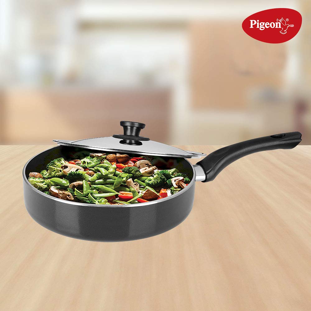 Pigeon by Stovekraft Deluxe Non-Stick Aluminum Fry Pan, (Black, 25.5cm)