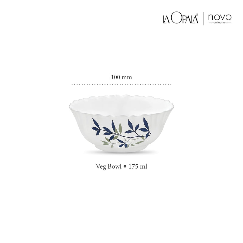 La Opala Novo Collection Opal Glass Crockery | Vegetable Bowl Set of 6 | Silken Charm Design | Bowls for dal & Condiments | Microwave Safe | 100% Vegetarian | Extra Strong | Super Light & White