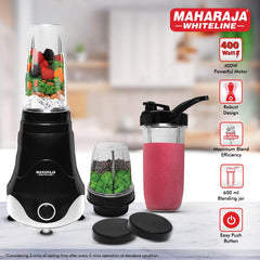 Maharaja Whiteline Xpress Blend Mixer Grinder With 3 Jars 400 Watt- Mx-280 (Black & White) Plastic