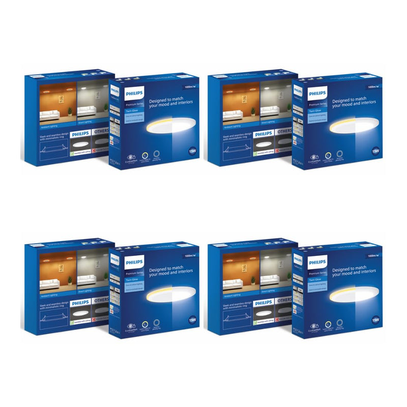 Philips 15-watt Round LED Up-Down Downlighter (Pack of 4) (Warm White + Natural White, B0D4VLKST5)