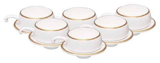 Clay Craft Fine Ceramic Cup and Saucer Set of 12 (6 Cups + 6 Saucers) - 180 ml Each